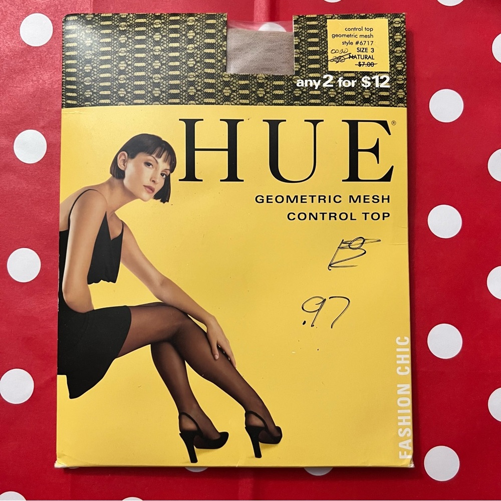 Vintage Hue geometric mesh control top pantyhose